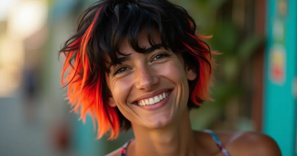 Cabelo Curto Preto Colorido: 7 inspirações ousadas [2026]