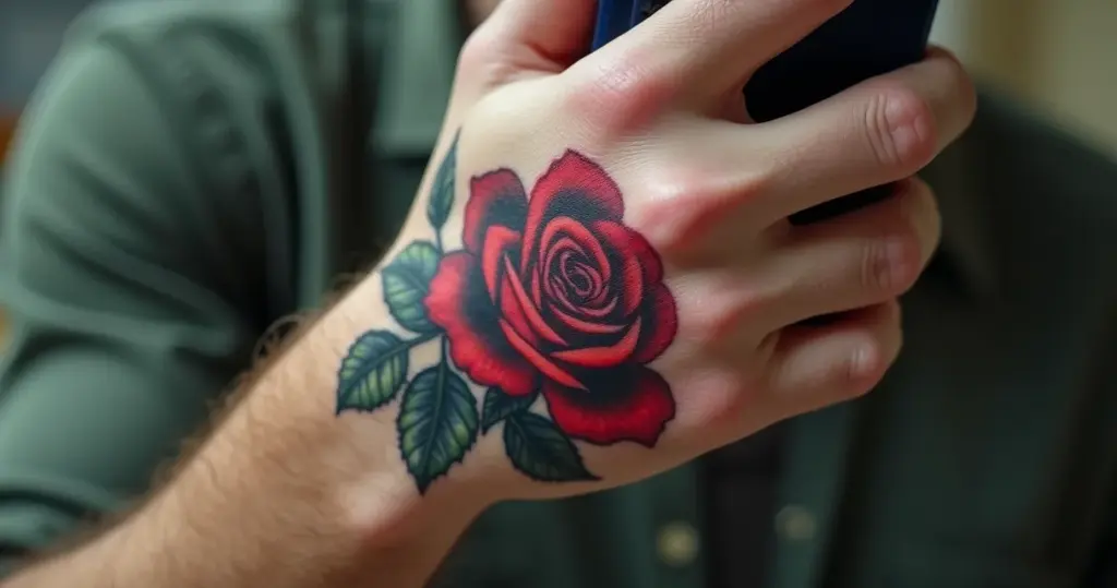 Tatuagem Rosa Na Mão Masculina: Estilos e Significados Tatuagem Rosa Na Mão Masculina: Estilos e Significados