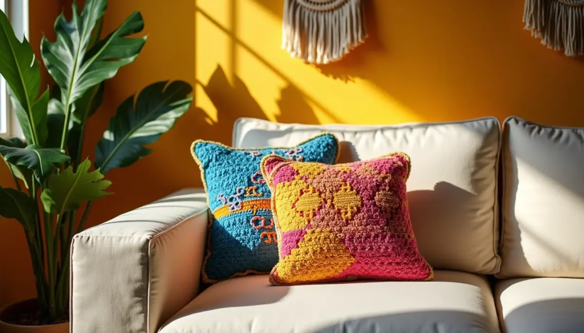 8 Ideias de Almofada de Crochê Colorida para Decorar