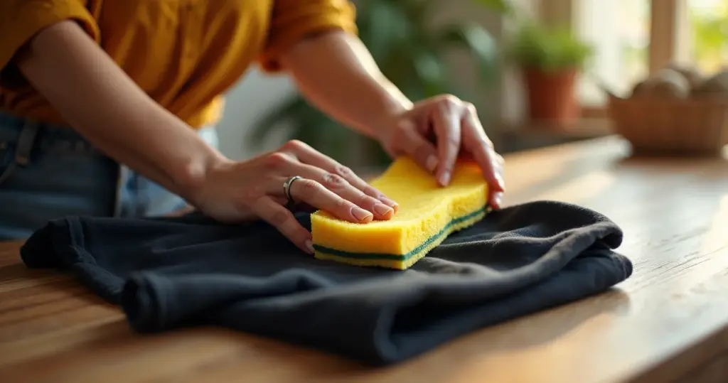 Como tirar pelinhos de roupa preta em 2 minutos com esponja de cozinha