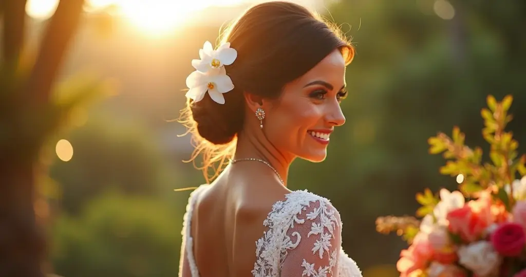 Coque baixo ou rabo de cavalo no casamento: o detalhe que define suas fotos