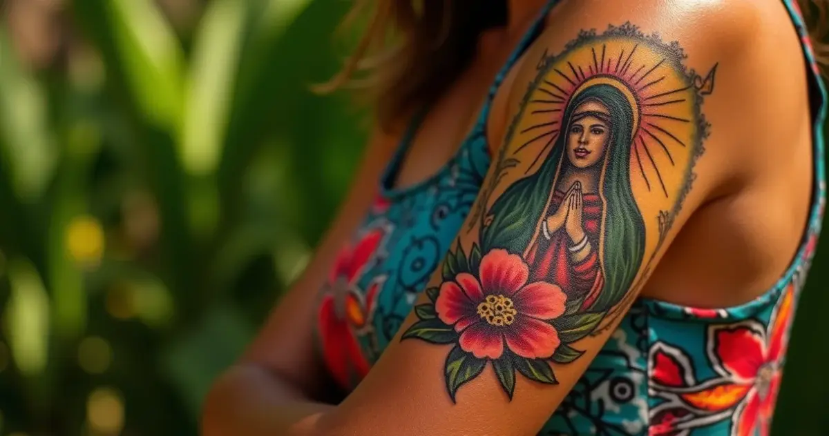 24 Ideias de Tatuagem de Nossa Senhora: Do Minimalista ao Realista 24 Ideias de Tatuagem de Nossa Senhora: Do Minimalista ao Realista