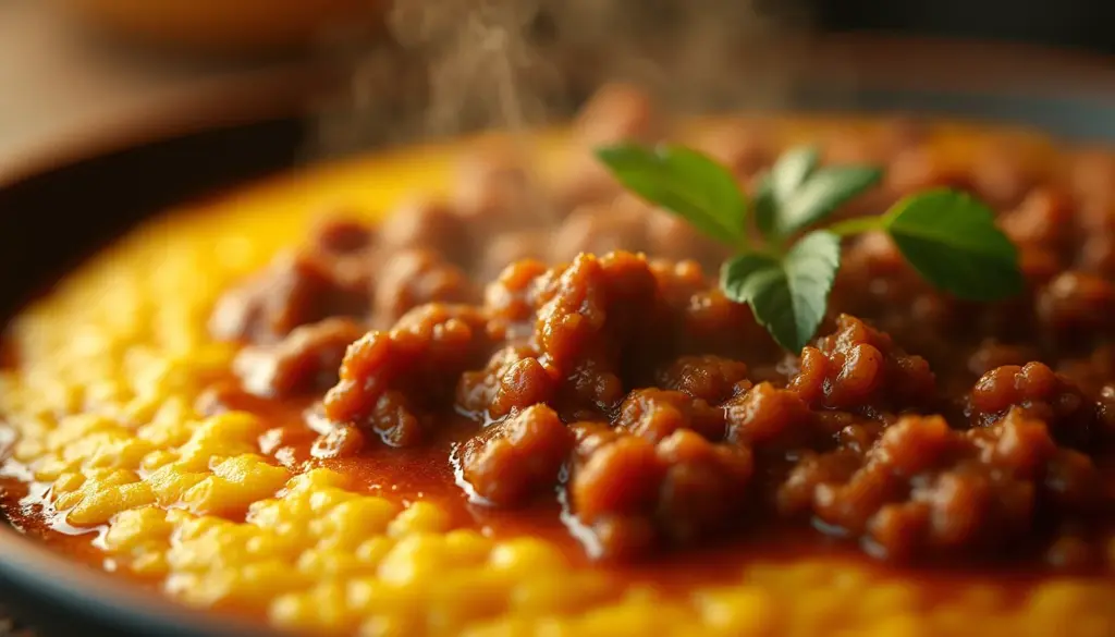 Polenta com Carne Moída Cremosa e Sem Grumos em 40 Minutos