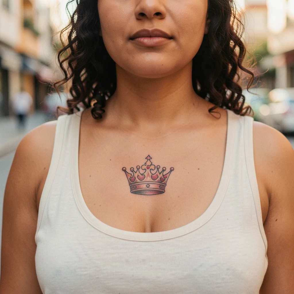 tatuagem coroa no meio do peito miolo 7
