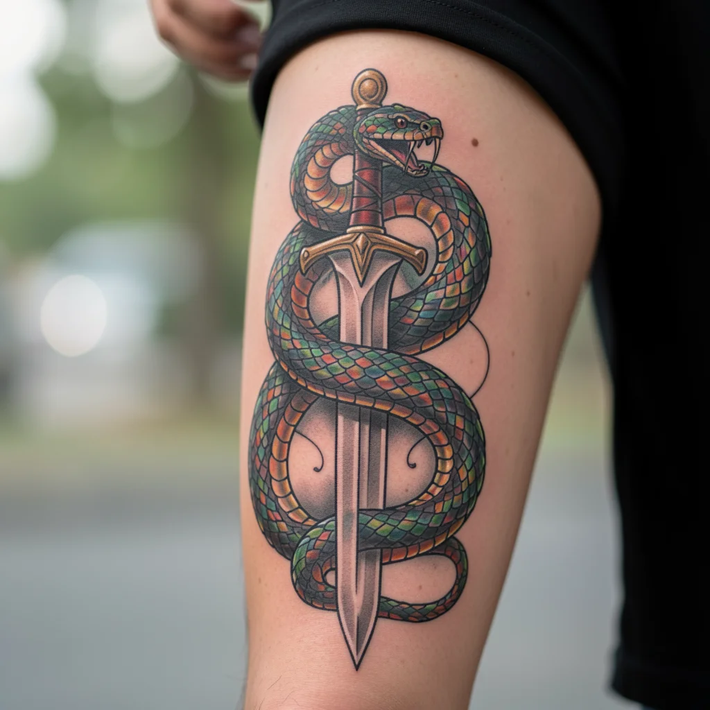 tatuagem de cobra na espada miolo 12