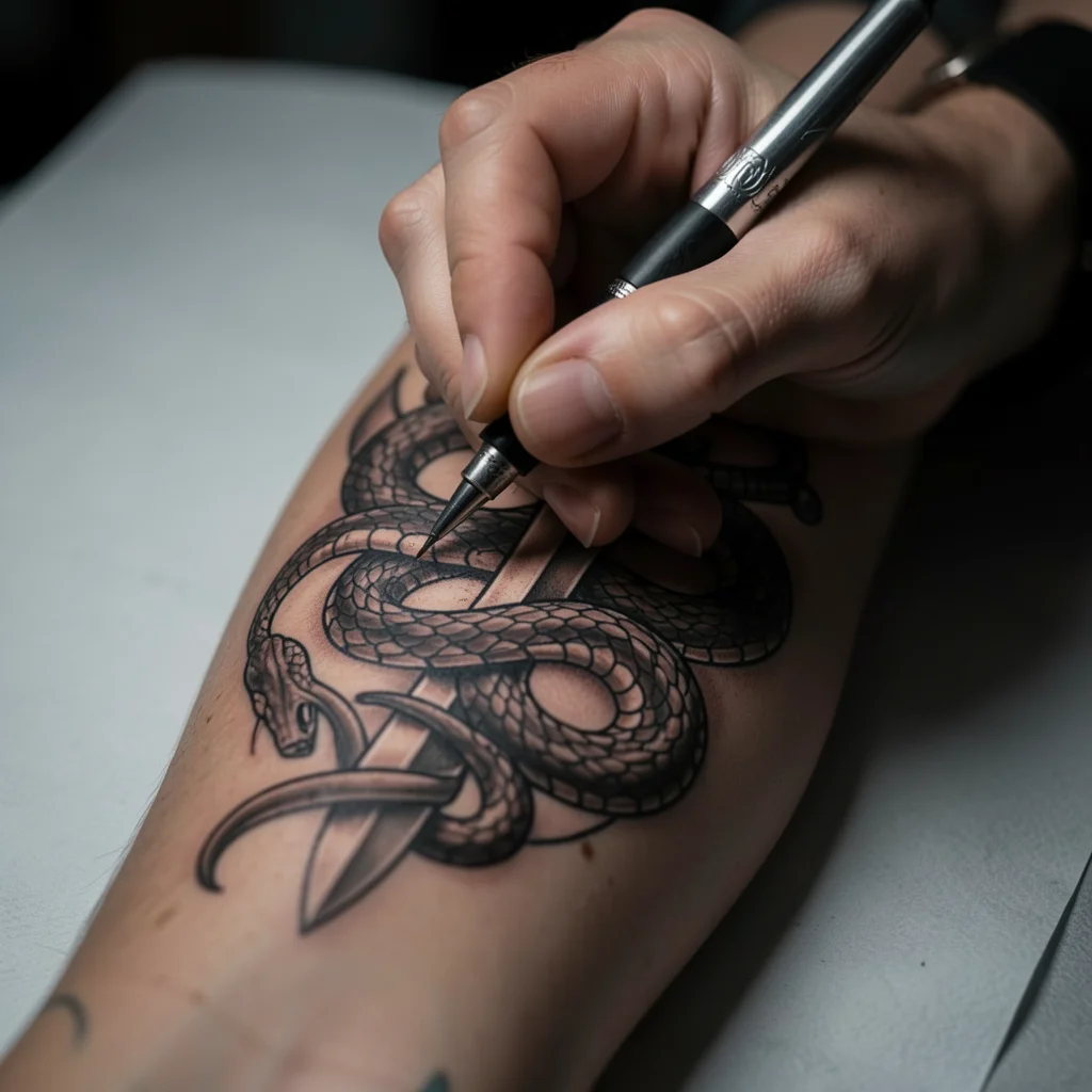 tatuagem de cobra na espada miolo 14