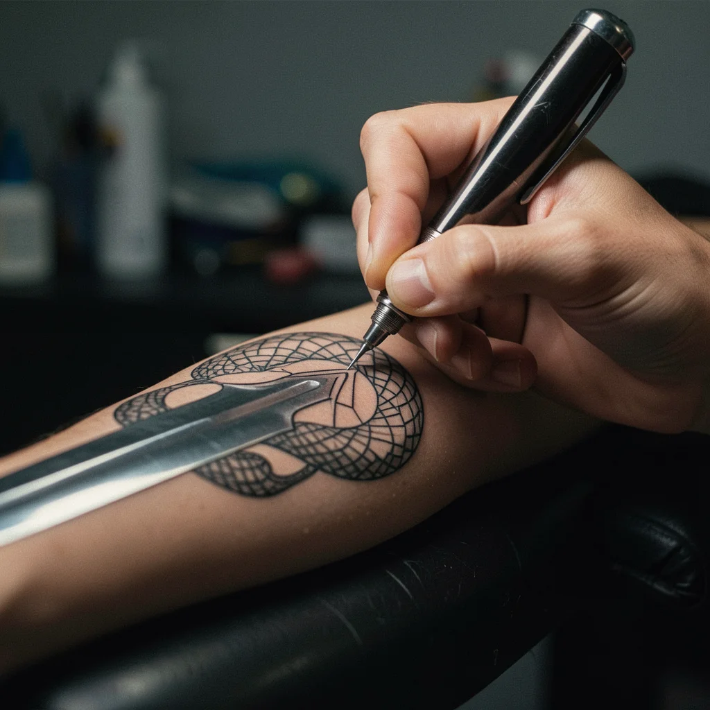 tatuagem de cobra na espada miolo 15