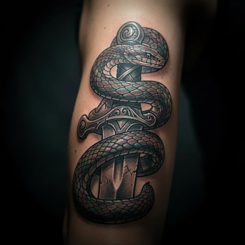tatuagem de cobra na espada miolo 2