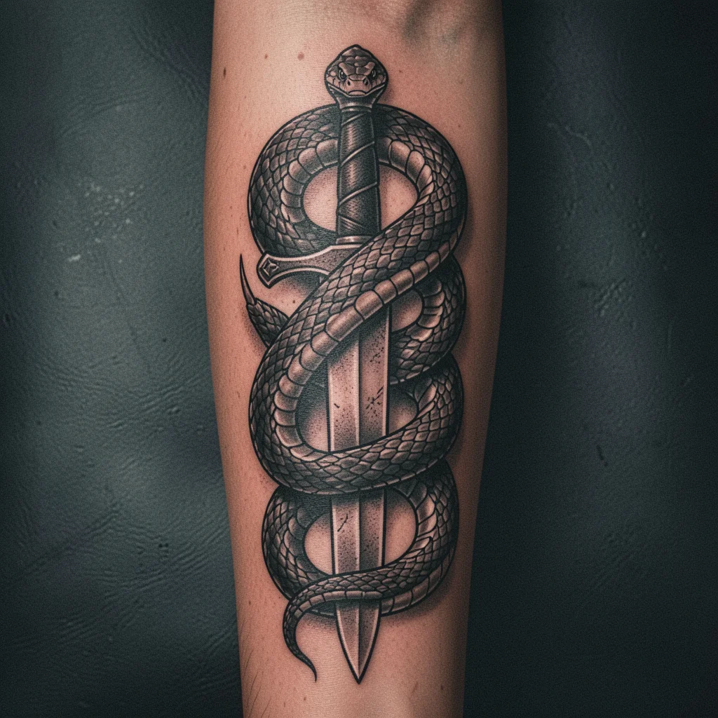 tatuagem de cobra na espada miolo 3