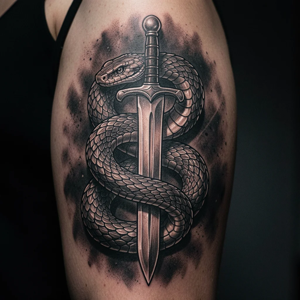 tatuagem de cobra na espada miolo 4