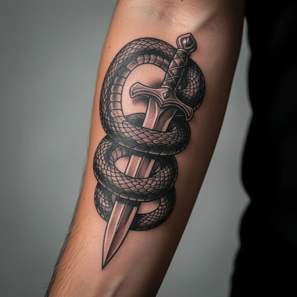 tatuagem de cobra na espada miolo 5