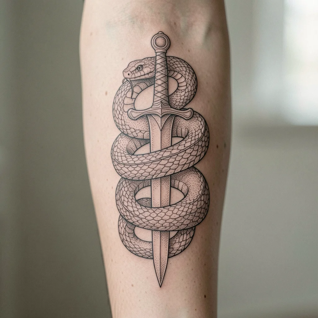 tatuagem de cobra na espada miolo 6