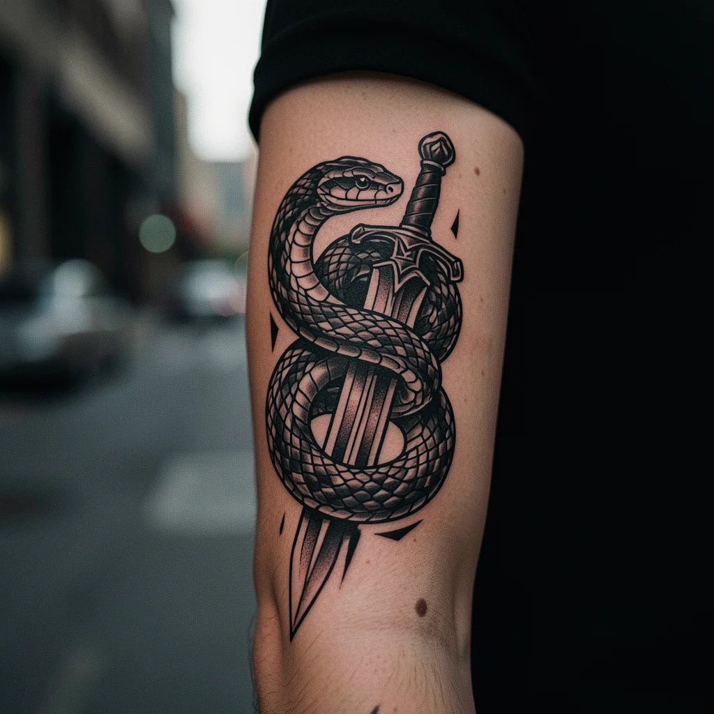 tatuagem de cobra na espada miolo 7