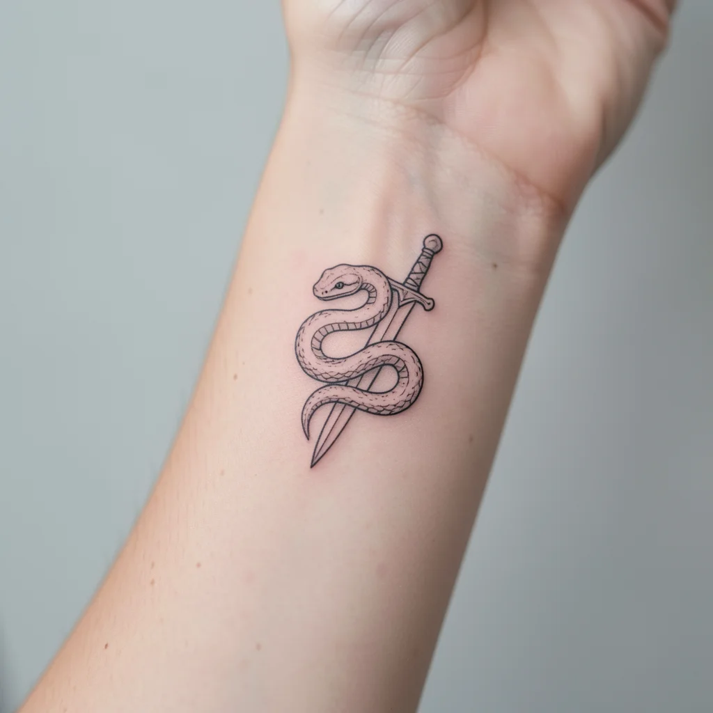 tatuagem de cobra na espada miolo 8