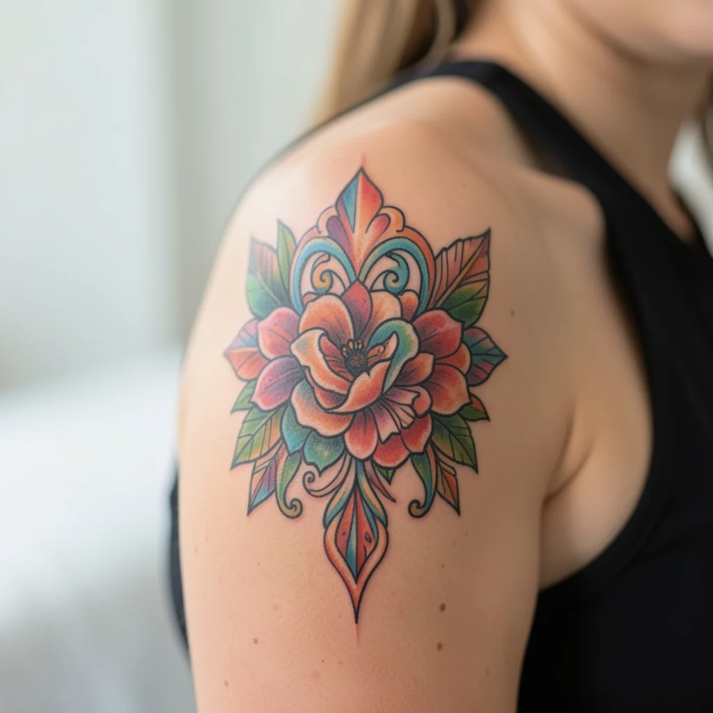 tatuagem no ombro feminina desenho miolo 15