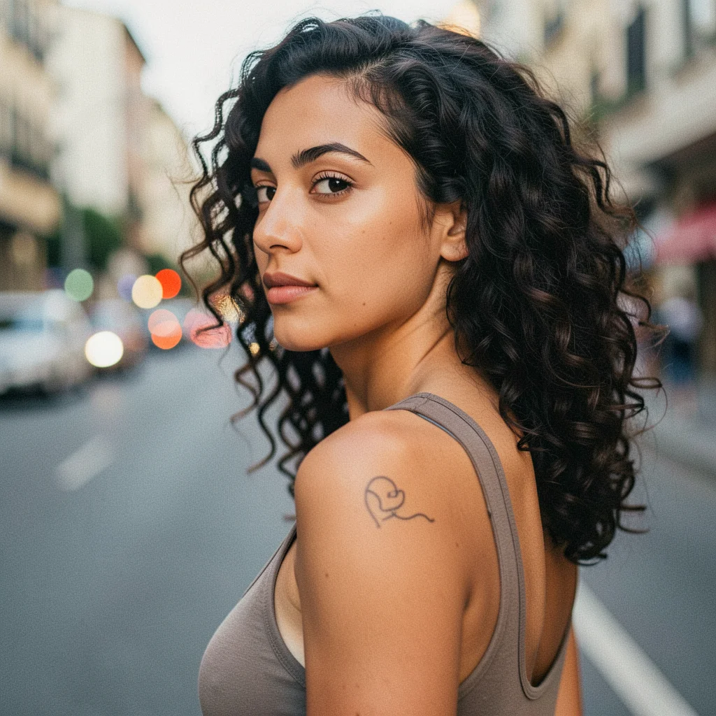 tatuagem no ombro feminina desenho miolo 9