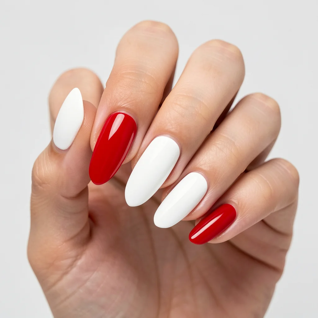 unha vermelha e branca unha degrade vermelho e branco 5