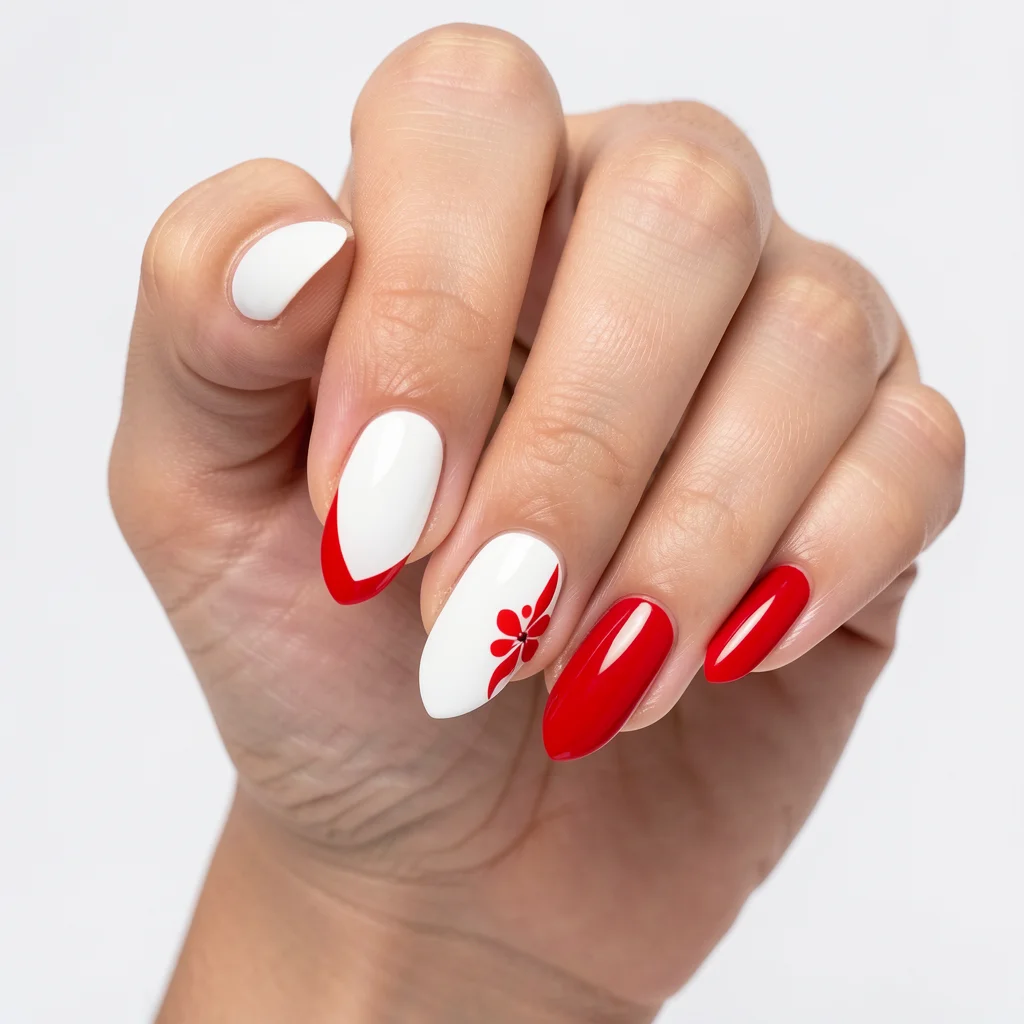 unha vermelha e branca unhas decoradas vermelho e branco 1