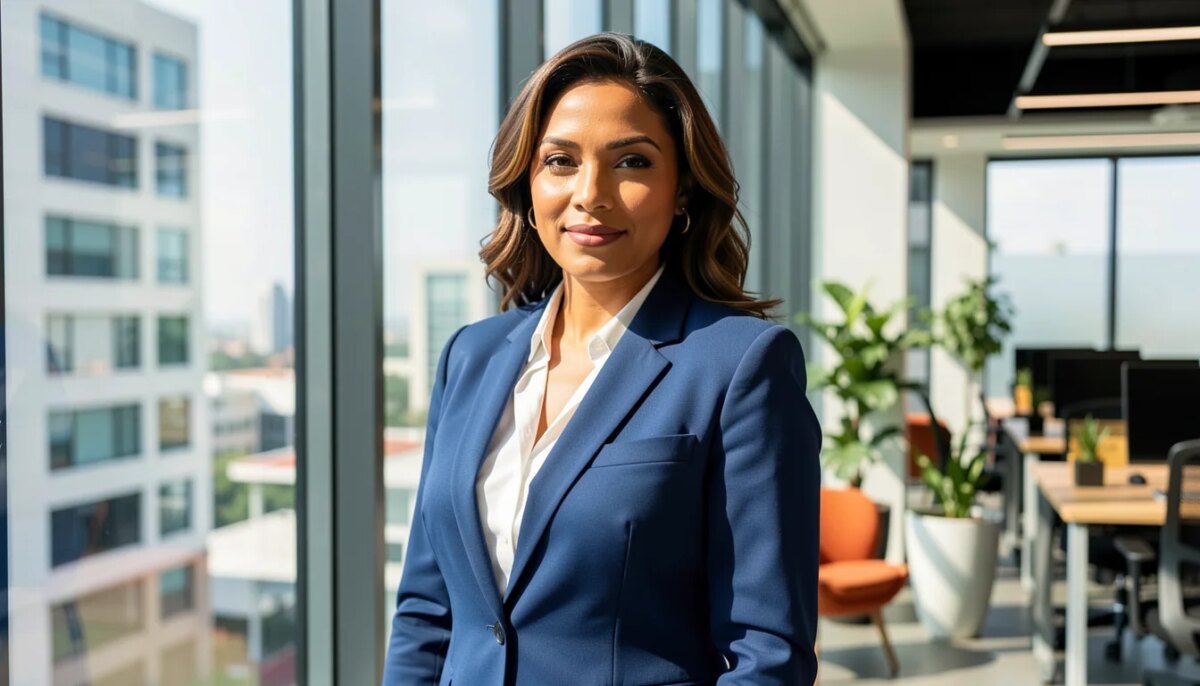 Mulher executiva confiante em escritório moderno