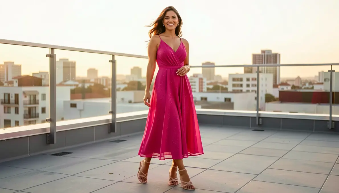 32 Ideias de Look Fúcsia para Formatura com Sapatos Neutros