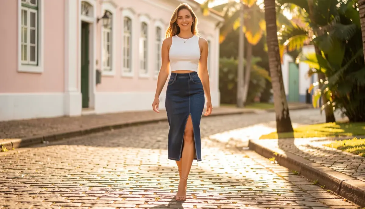45 Ideias de Saia Midi Jeans com Fenda para Arrasar em 2026