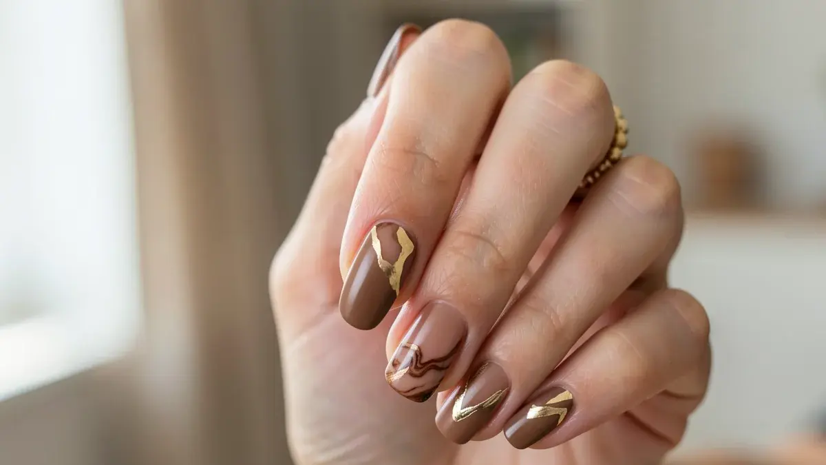Unha Decorada Marrom e Dourado: 5 Ideias Elegantes para Arrasar