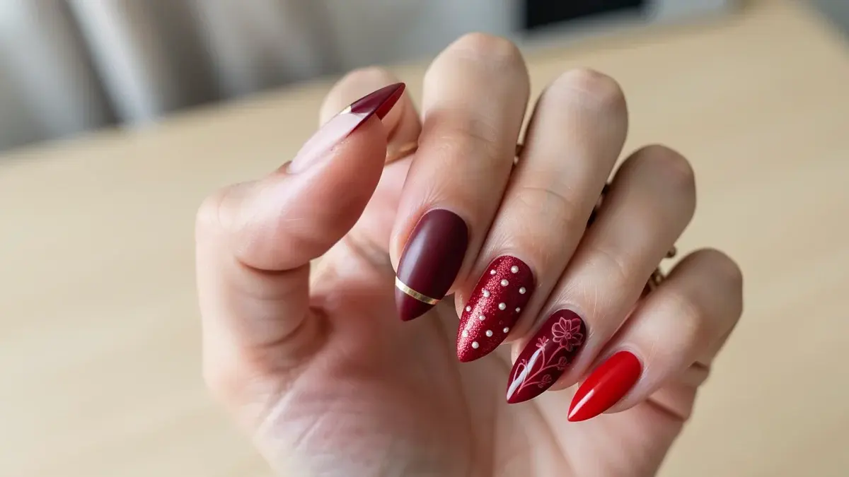 Unha decorada vermelha amendoada: tutorial e ideias para copiar