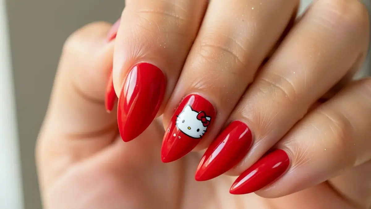 UNHA VERMELHA DECORADA HELLO KITTY: Estilos Lindos (Para Inspirar)