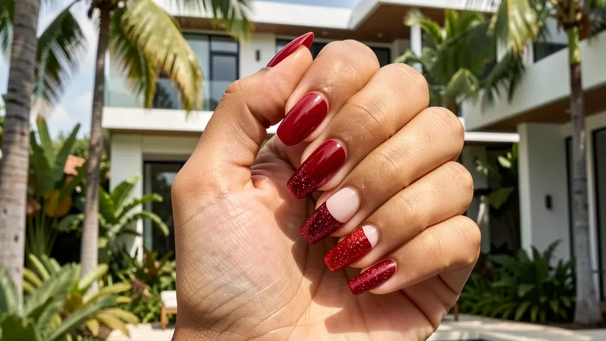 Unha vermelha com glitter: 30 ideias que vão do clássico ao festa
